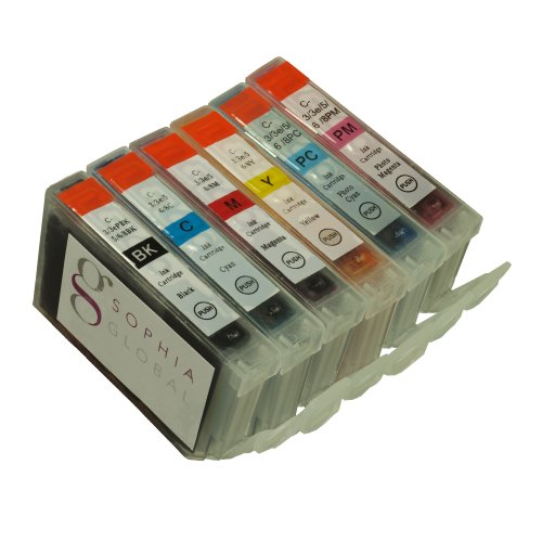 Sophia Global Compatible Ink Cartridge Replacement for Canon BCI-6 (1 Black, 1 Cyan, 1 Mage...