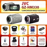 Pocket Video Camera JVC EVERIO GZ HM330 HD MEMORY CAMCORDER HUGE PACKAGE including Wide Angle Lens + 2X Zoom Telephoto Lens + 3 Piece Filter Kit + 8 GB SD Memory Card + Card Reader + Video Light + Case + Tripod + MORE!