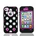 Polka Dot & Hot Purple Defender Body Armor High Impact Extreme Duty Hybrid Case Cover for iPhone 4/4S with Built-in Screen Protector