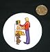 3" button / pin printed with man, human, bone, body, individuals, individual, box, persons, mammal, humans, food, people, pet, animal, choosing, person, dog, canine