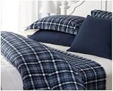 Pinzon 160-Gram Yarn-Dyed Flannel Twin Duvet Cover, Blue Plaid