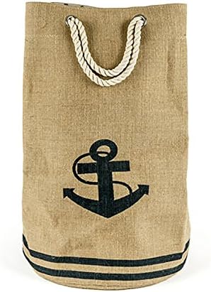 Decorative Jute Burlap Nautical Anchor Bag Tote - X-Large - Round