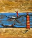 African Fishermen Oil Painting on Canvas Hand Made Replica Finest Quality 20in X 24in