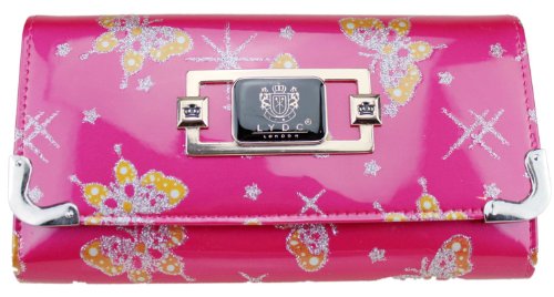EXOTIC GLITTER LYDC LADIES DESIGENER SPARKLY CLUTCH PURSE WALLETS BOUTIQUE LEATHER (Plum)