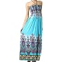 Paisley Graphic Print Beaded Halter Smocked Bodice Maxi / Long Dress ( Free Shipping! )