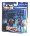 Star Wars Year 2002 Movie Series Episode 2 Attack of the Clones Action Figure Accessory Set - Arena Conflict Accessory Set with Battle Droid, Jedi Cloak, Clone Trooper Rifle, Backpack Launcher, 2 Projectiles, Jango Fett Helmet, Jango Fett Blaster, Blue Lightsaber, Green Lightsaber and 3 Handcuffs