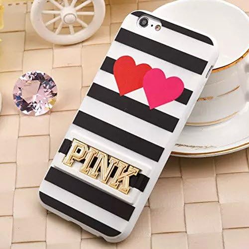 SuperBZ Apple iPhone 6S iPhone 6 Case,Replacement Victoria Secret Love Heart Stripe Pattern with Stand Case Cover for Apple iPhone 6S/6 4.7" (Stripe with LOVE )