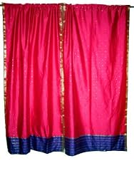 2 Rani Pink Purple Artsilk Sari Window Curtains Drapes Panels 84"