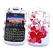 RIM BlackBerry Bold 9700 9780/ Onyx 9020 (AT&T and T-Mobile) Snap-On Protector Hard Case Image Cover "Red Hearts" Design