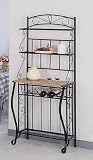 4 Tier Black Finish Metal Baker's Kitchen Rack w/Wine Storage