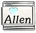 Allen Light Blue Heart Laser Name Italian Charm