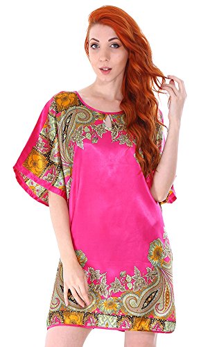 Simplicity Women's Soft Silk Batwing Sleeve Pajama Nightgown Dress
