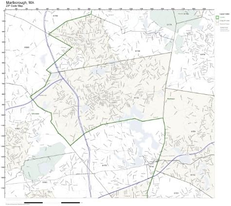 ZIP Code Wall Map of Marlborough, MA ZIP Code Map Not Laminated