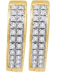 10KT Yellow Gold 0.25 CTW Diamond Micro Pave Hoops