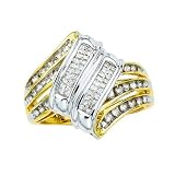 14K Two Tone Gold 1/2 ct. Round and Princess Cut Diamond Anniversary Ring
