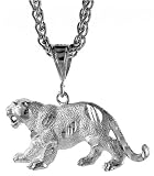 Sterling Silver 3/4 (19 mm) Diamond Cut Panther Pendant