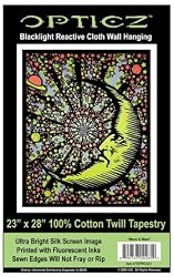 Opticz Moon & Stars Blacklight Reactive Cloth Wall Hanging