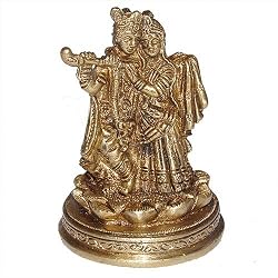 Brass Sculpture Lord Krishna and Radha 4 x 2.5 x 2.5 inches