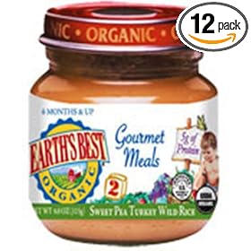 51MRSvXThmL. SL500 AA280 PIbundle 12,TopRight,0,0 AA280 SH20  Earths Best 2nd Gourmet Meals Sweet Pea & Turkey Wild Rice, 4 Ounce Jars