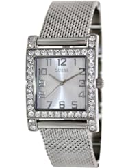 GUESS Womens W0130L1 Enduring Chic Crystal Mesh Silver-Tone Watch