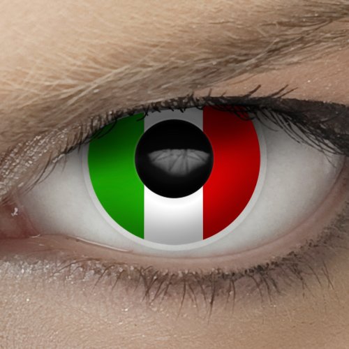 Hochwertige Fan Kontaktlinsen, Fußball WM 2014 in Brasilien, Motiv Flagge “Italien” (inkl. gratis Linsenbehälter)