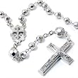 Silvertone Crystal Rosary Pendant Necklace Fashion Jewelry