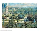 IMAGE OF View of Tuileries Gardens HIGH QUALITY CANVAS Print With Light Added BRUSHSTROKES Claude Monet 27x20