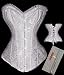 Satin White Vintage Lace Up Steel Boned Corset Basque with G-String, Size L(10-12), makes you look glamorous!