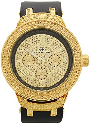 Super Techno Mens Diamond Watch 0.10 ct Yellow