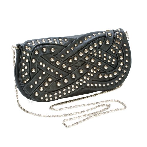 Stud Clutch Crossbody Handbag Silver Chain