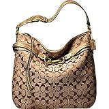 AUTHENTIC COACH HAMPTONS BELTED SIGNATURE HOBO 12472 (Khaki/Gold)