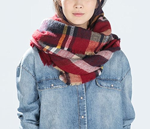 Lady's Large Blanket Tartan Scarf Shawl Stole Plaid Checked Pashmina Camel Blue Red Coffe
