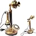Vintage Antique Candlestick Rotary Dial Phone Brass Finish Table Decorative Telephone