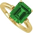 14K Yellow Gold Chatham Created Emerald Fleur de Lis Ring