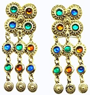 Embelished Belly Dancer Plate Clip On Earrings