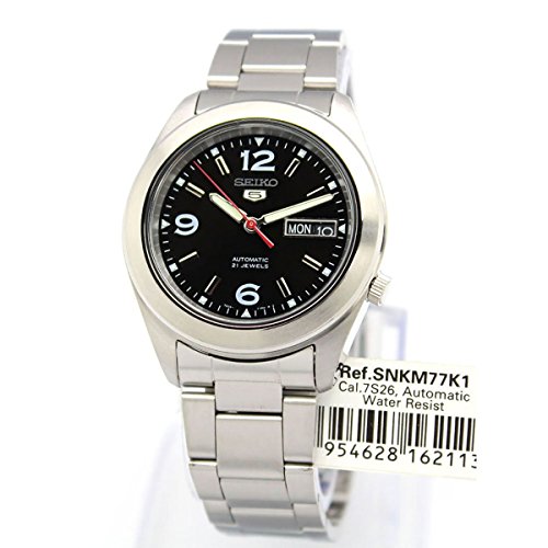 Seiko 5 Automatic Black Dial Stainless Stell Mens Watch SNKM77