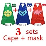 YL PJ Masks Costumes For Kids Set of 3 Catboy Owlette Mask with Cape (27.5 inches)