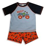 Wonder Kids - Infant And Toddler Boys 2 Piece Short Sleeve Shorty Pajamas, Navy, Orange