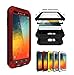 Note 5 Case,PERSTAR Shockproof Waterproof Dust/Dirt/Snow Proof Aluminum Metal Gorilla Glass Protection Case Cover for Samsung GALAXY Note 5 N920 (Red)