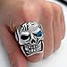 Elfasio Men's Huge Silver Skull Blue Eye Cigar CZ Stainless Steel Biker Ring(Size 11)