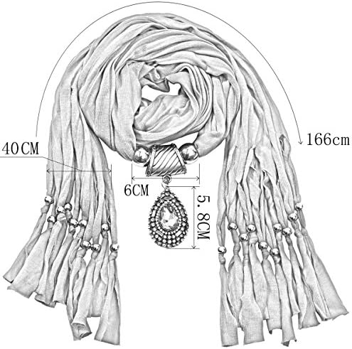 Seafire Women's Infinity Stole Scarf Wrap Shawl with Pendant Necklace Jewelry (Blue 0058-6)