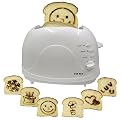 Pop Art Toaster with 6 Design Plates - White