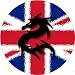 58mm Round Badge Style Keyring Dragon UK Flag
