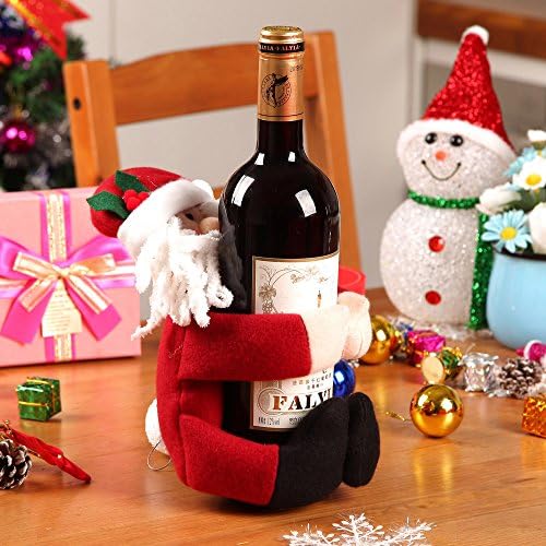 Winkier Hold the Bottle Santa Claus Snowman Doll Christmas Home Party Wine Cover Hugger Caddy and Holder Decoration Pack of 2