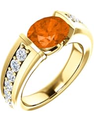 18K Yellow Gold 9.00x7.00mm Oval Cut Madeira Citrine and Diamond Ring -- LIFETIME WARRANTY