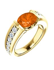 14K Yellow Gold 9.00x7.00mm Oval Cut Madeira Citrine and Diamond Ring -- LIFETIME WARRANTY