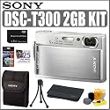 Sony Cybershot DSCT300 10MP Digital Camera (Silver) + 2GB Accessory Kit