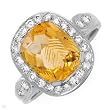 Ring With 3.50ctw Precious Stones - Genuine Clean Diamonds and Citrine Well Made in 14K White Gold - Certificate Available.