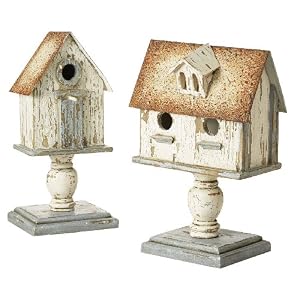 CBK Ltd 14-Inch H Pedestal Style Birdhouses with Rustic Design, Set of 2 by Bird Houses