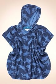 Cotton Rich Hooded Towel Shark Print Poncho Top [T88-0549L-Z]
